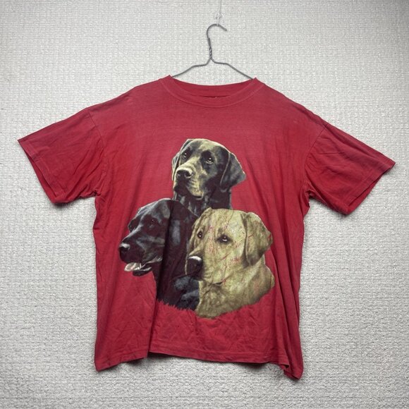 All Sport Other - Vintage 90s Labrador Retriever Distressed Graphic Tee Dog Animal Red Men Read
